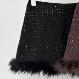 Purely Yours Black Hotfix Feather Trim Mini Skirt