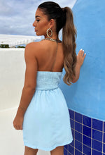 Summer Diva Blue Halterneck Chain Cut Out Mini Dress