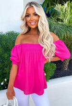 Your Angel Pink Shirred Puff Sleeve Top
