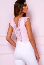 Such A Sweetheart Pink Crochet Front Ribbed Bodysuit