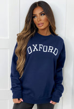 Oxford Days Navy Oxford Printed Sweatshirt