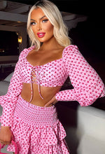 Sweet As Candy Pink Long Sleeve Lace Crop Top