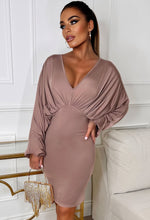 Deluxe Glamour Nude Plunge Batwing Midi Dress
