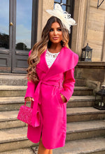 Sweet Days Hot Pink Belted Shawl Duster Coat
