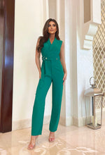 Let's Go Out Green Tailored Belted Jumpsuit