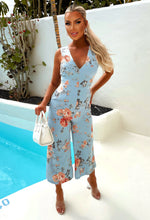 Rise To The Occasion Blue Floral Culotte Jumpsuit