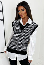 Dolled Up For You Monochrome Houndstooth Knit Vest