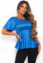 Love From Above Cobalt Leopard Print Jacquard Top