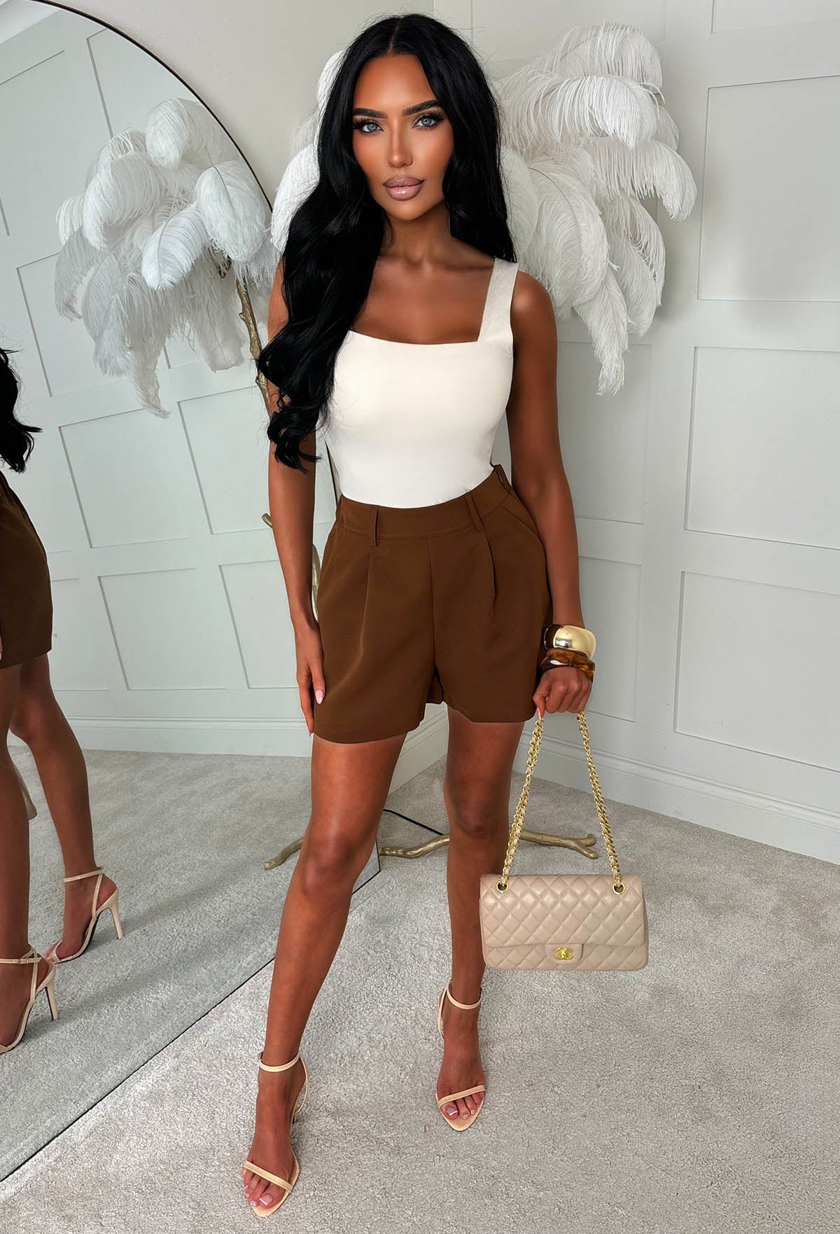 In Control Chocolate Brown High Waisted Tailored Shorts
