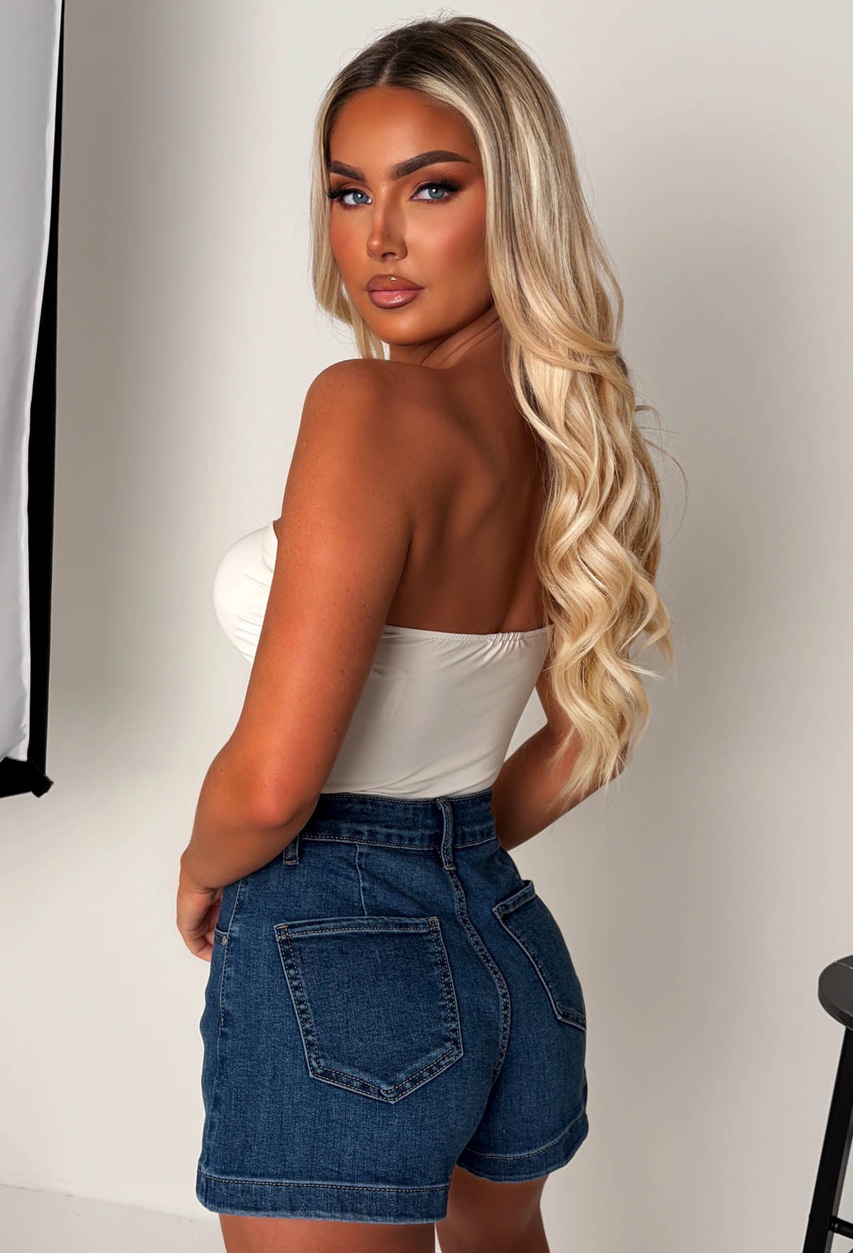 In Your Dreams Mid Blue Classic Stretch Denim Short