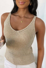 Sleek Vibe Gold Sparkle Knitted Cami Top