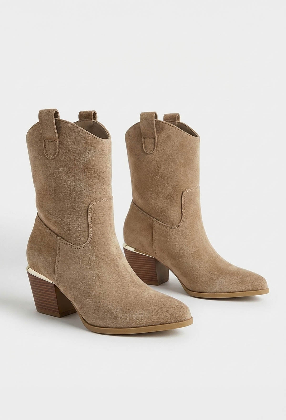 Just For Kicks Taupe Faux Suede Cowboy Boots