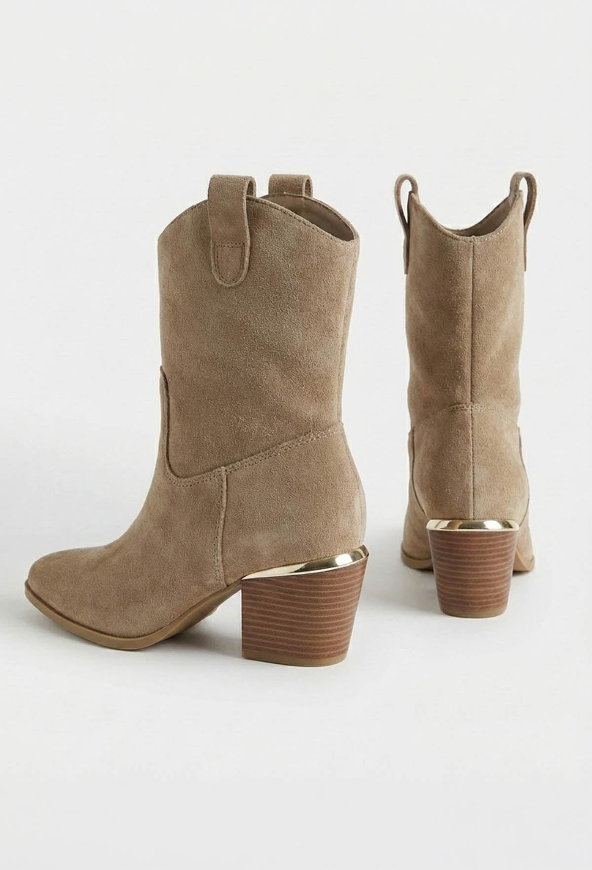 Just For Kicks Taupe Faux Suede Cowboy Boots