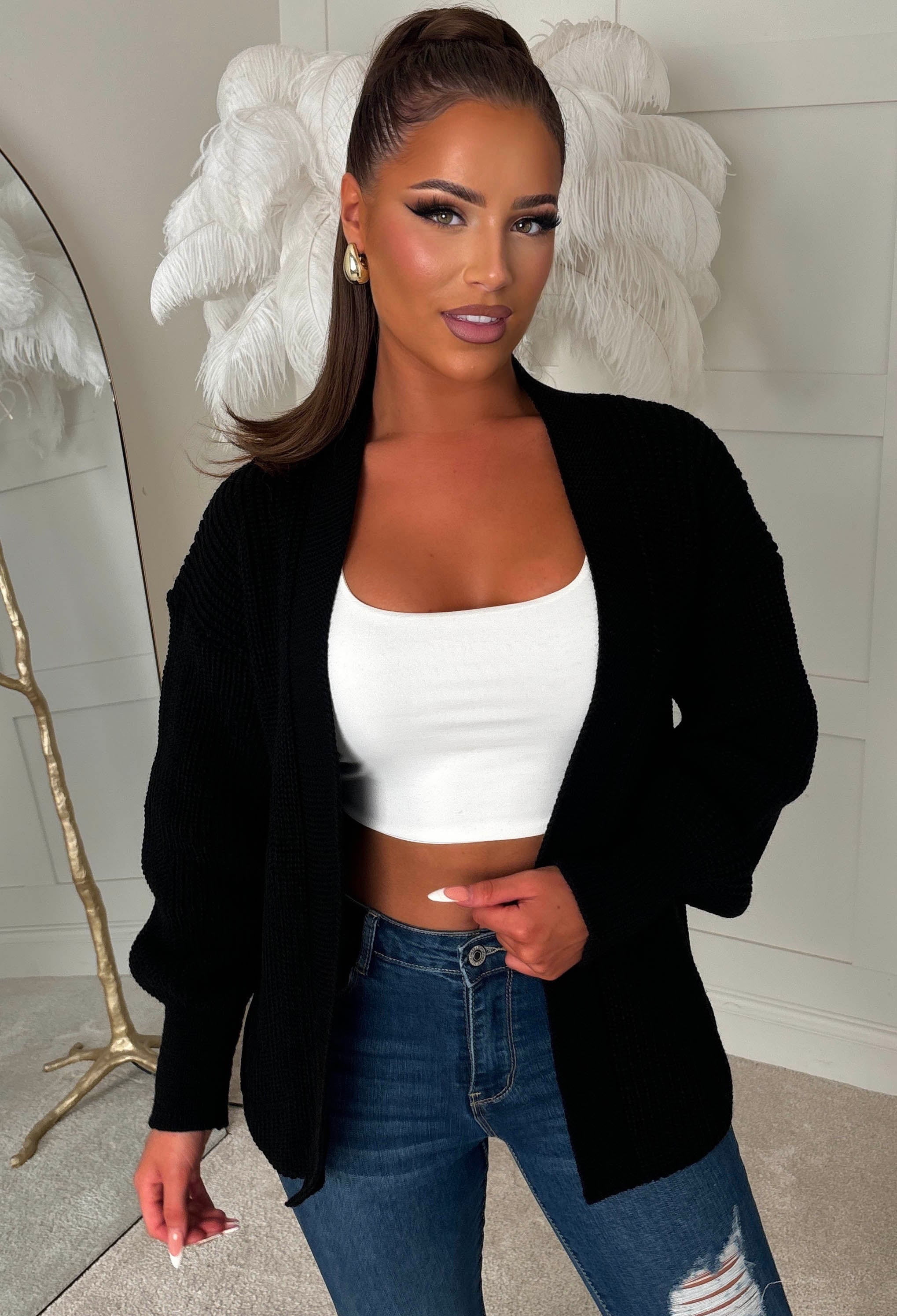Black Cropped Cardigan