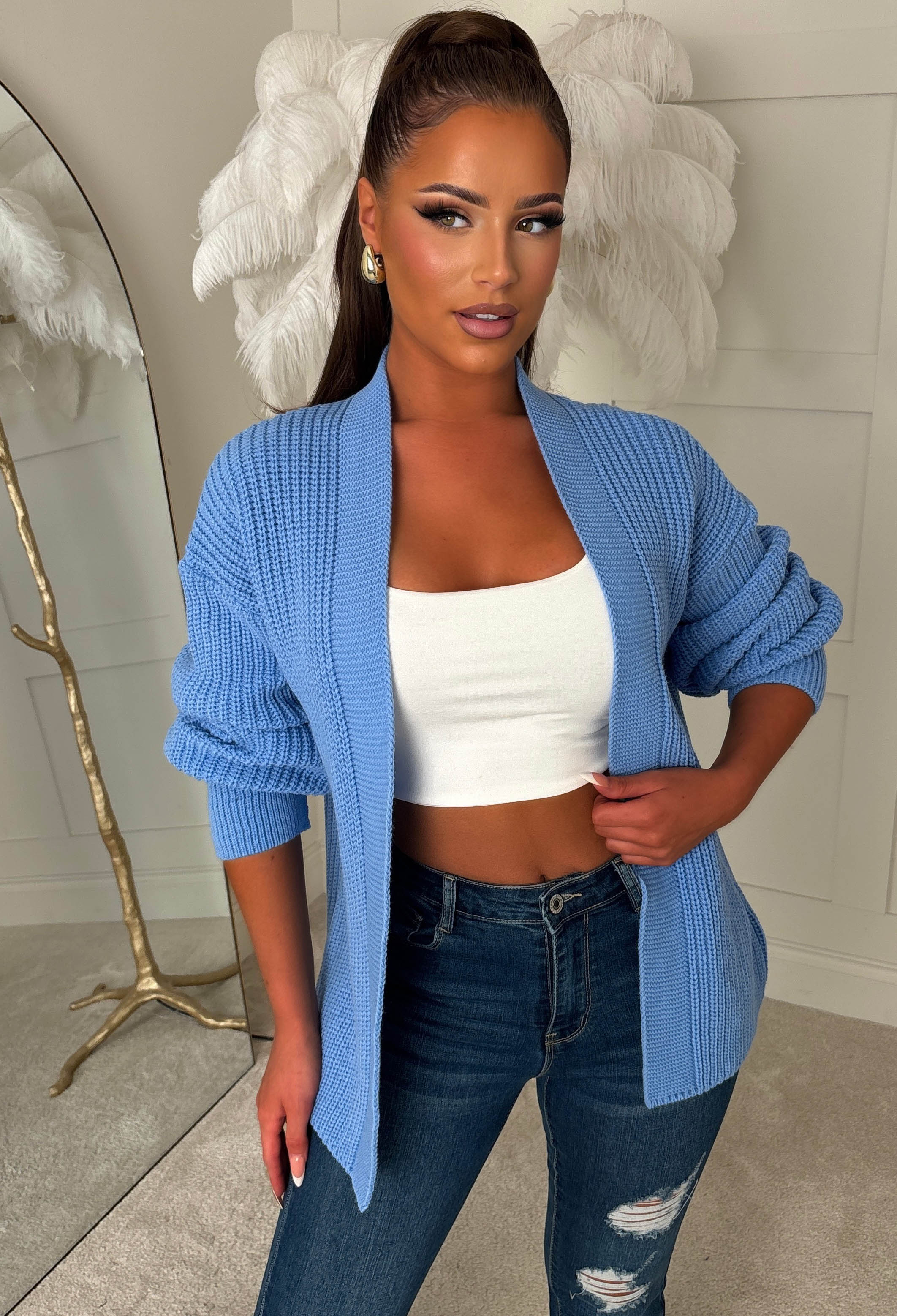 Blue Cropped Cardigan