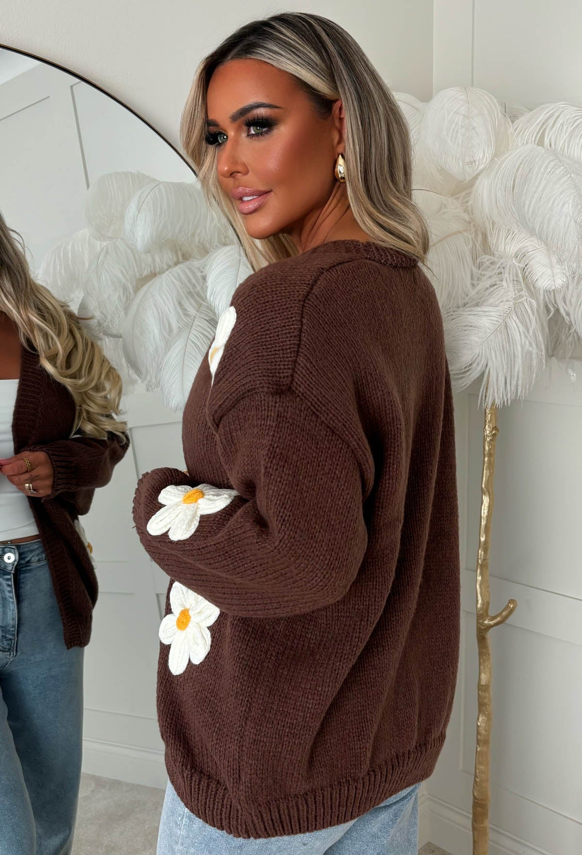 Keep Me Sweet Brown Flower Cardigan