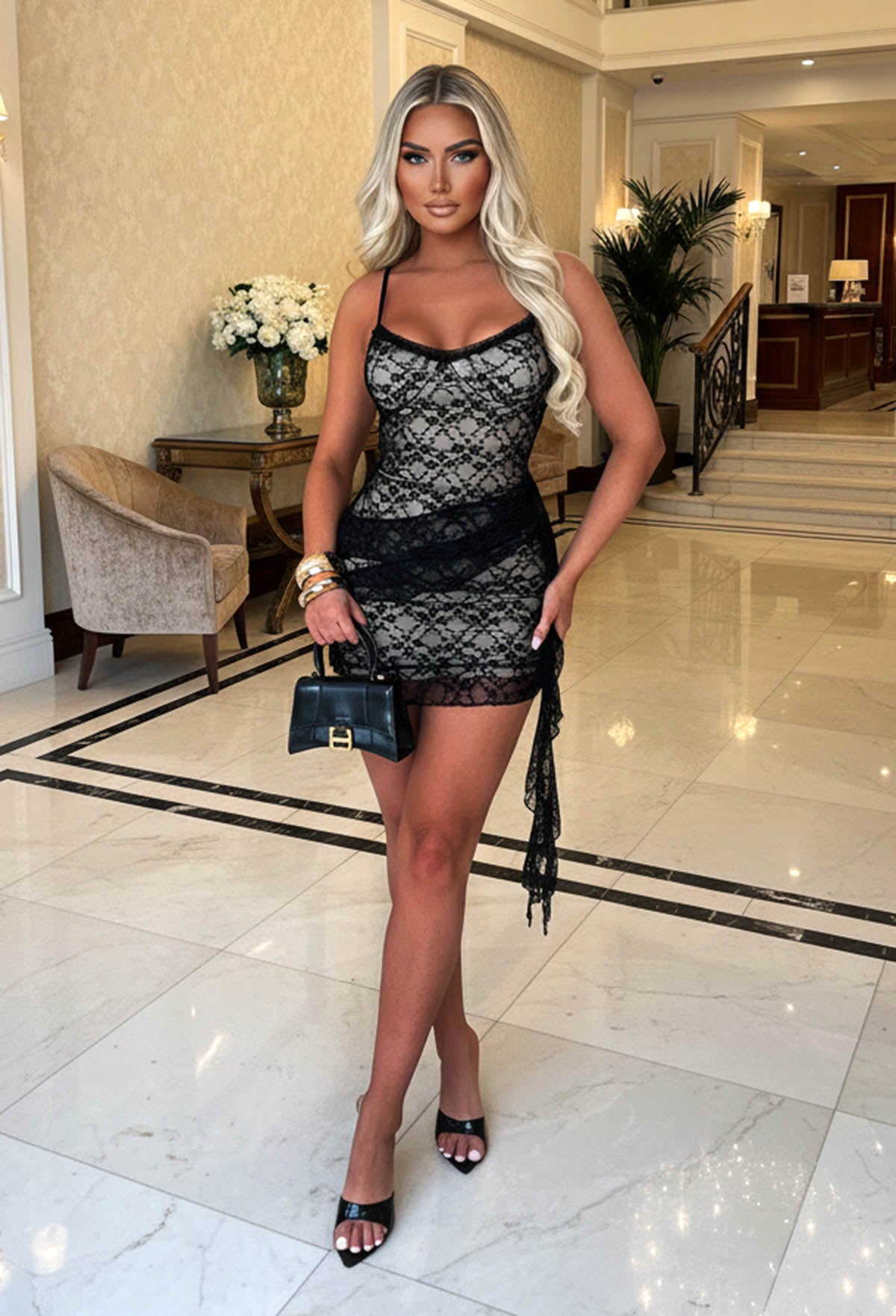 Laced In Desire Black Lace Frill Mini Dress