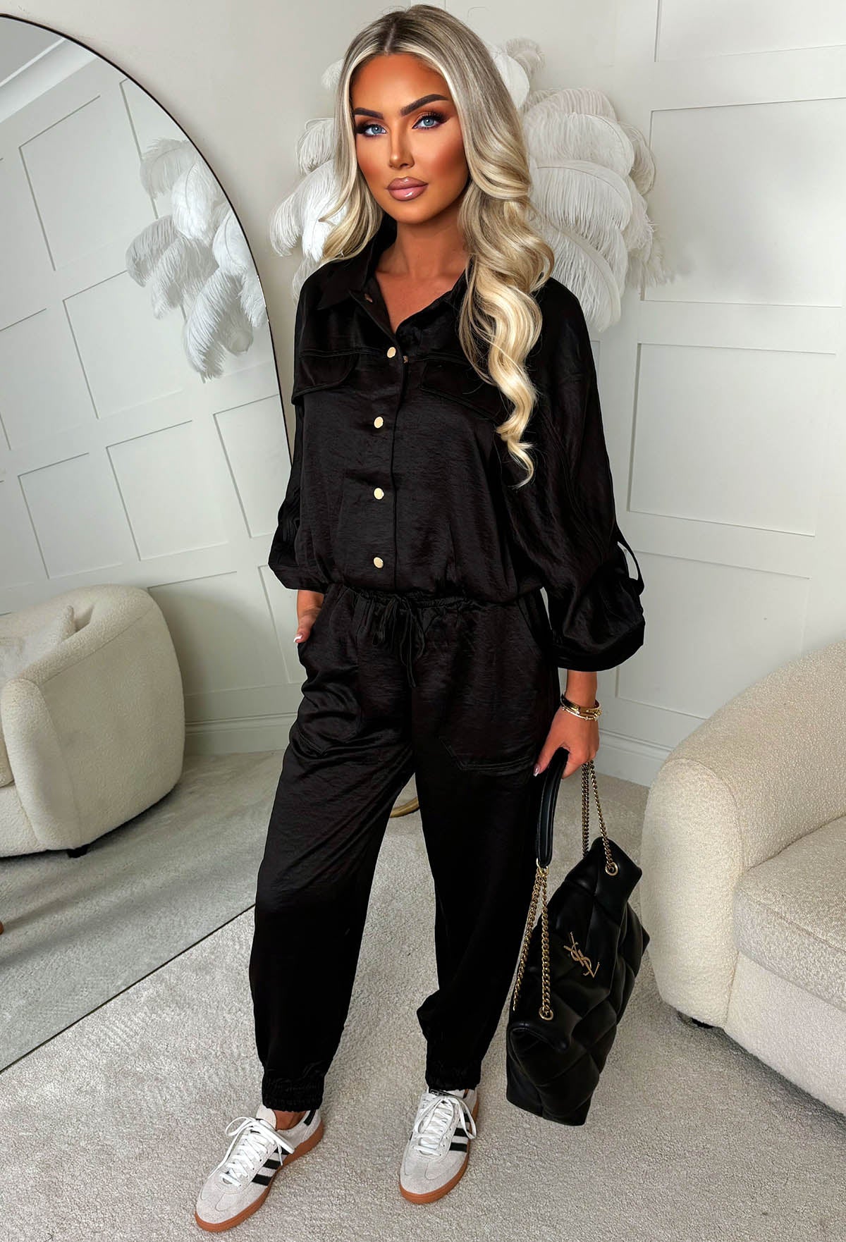 Last Chance Black Button Front Jacket Trouser Co-Ord Set