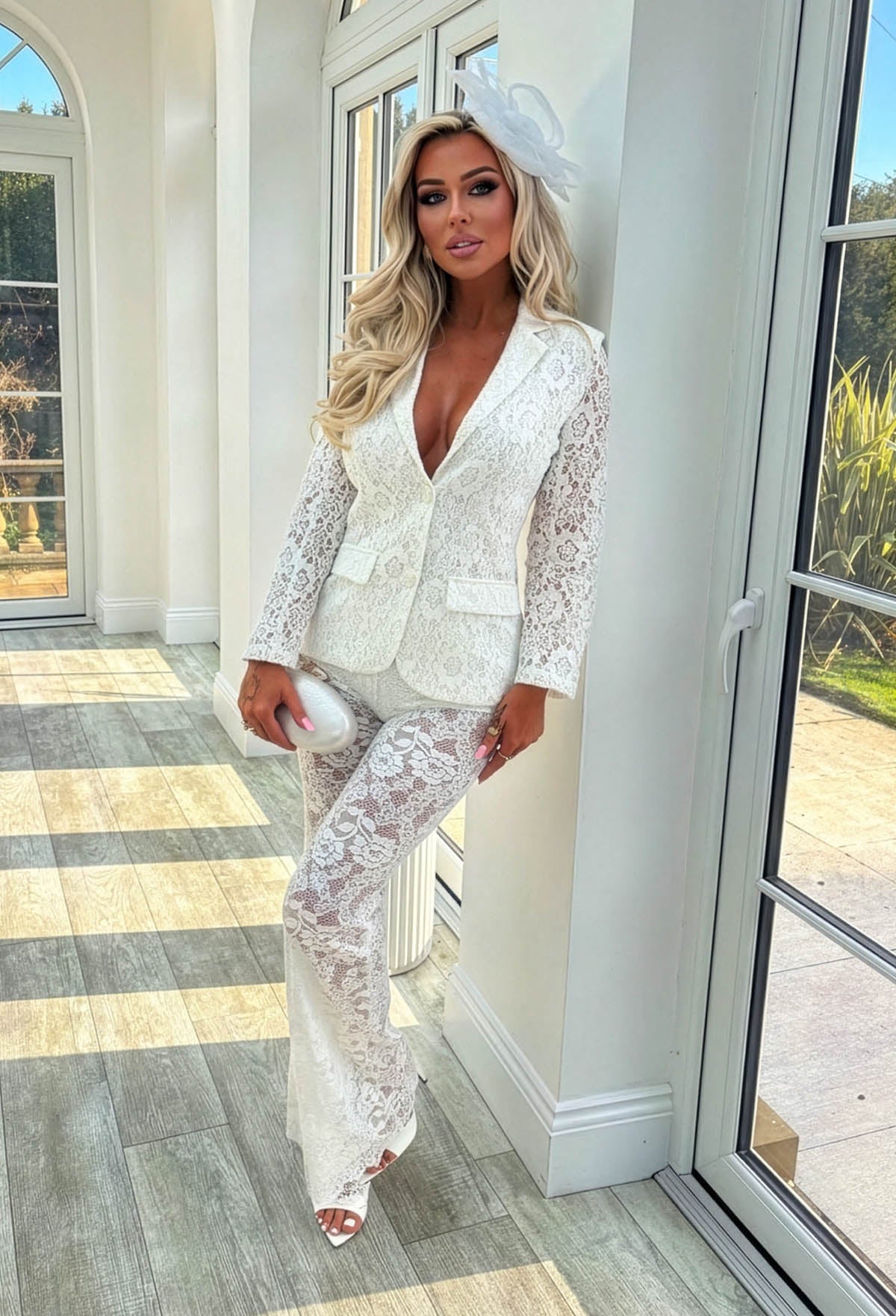 Lethal Lace White Fitted Blazer