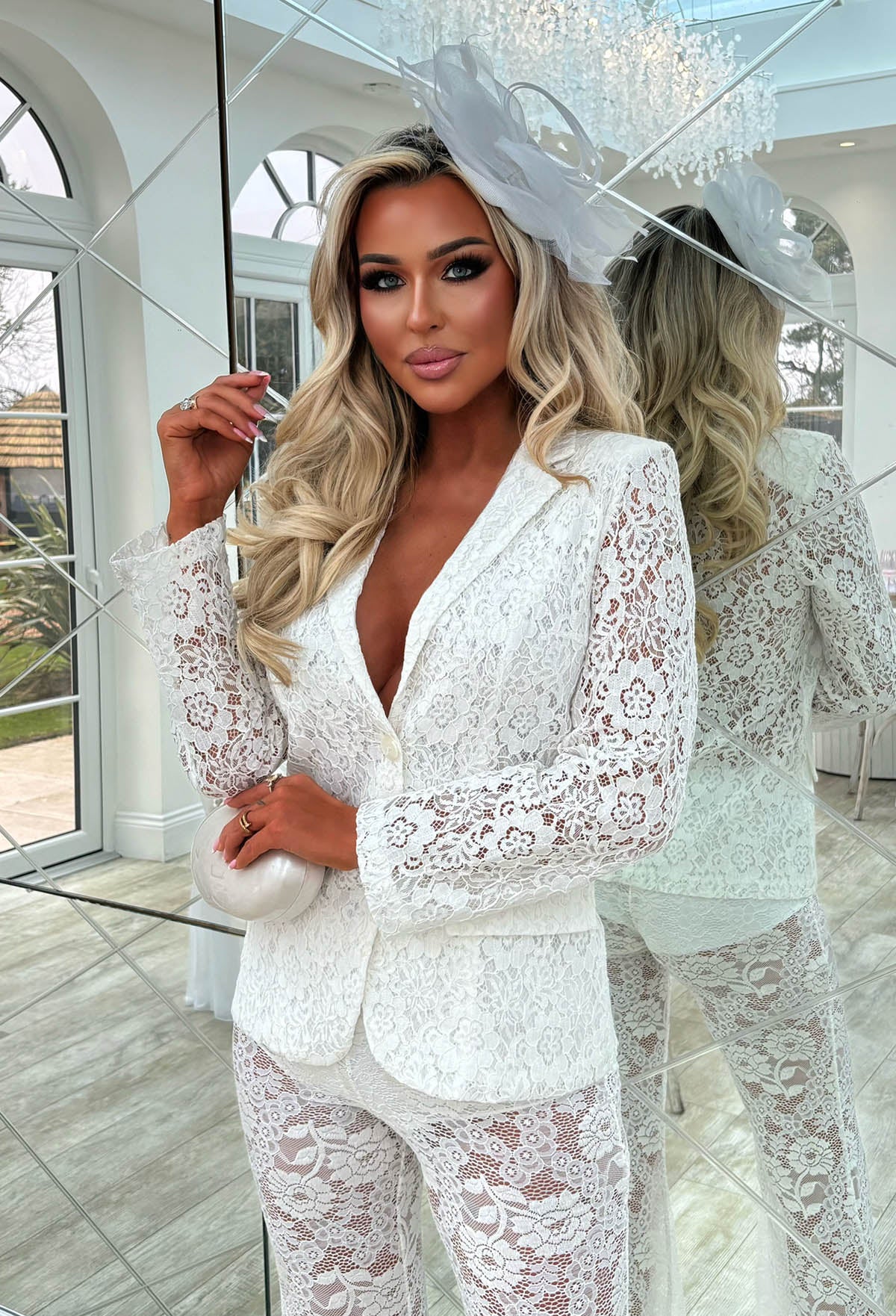 Lethal Lace White Fitted Blazer | Pink Boutique