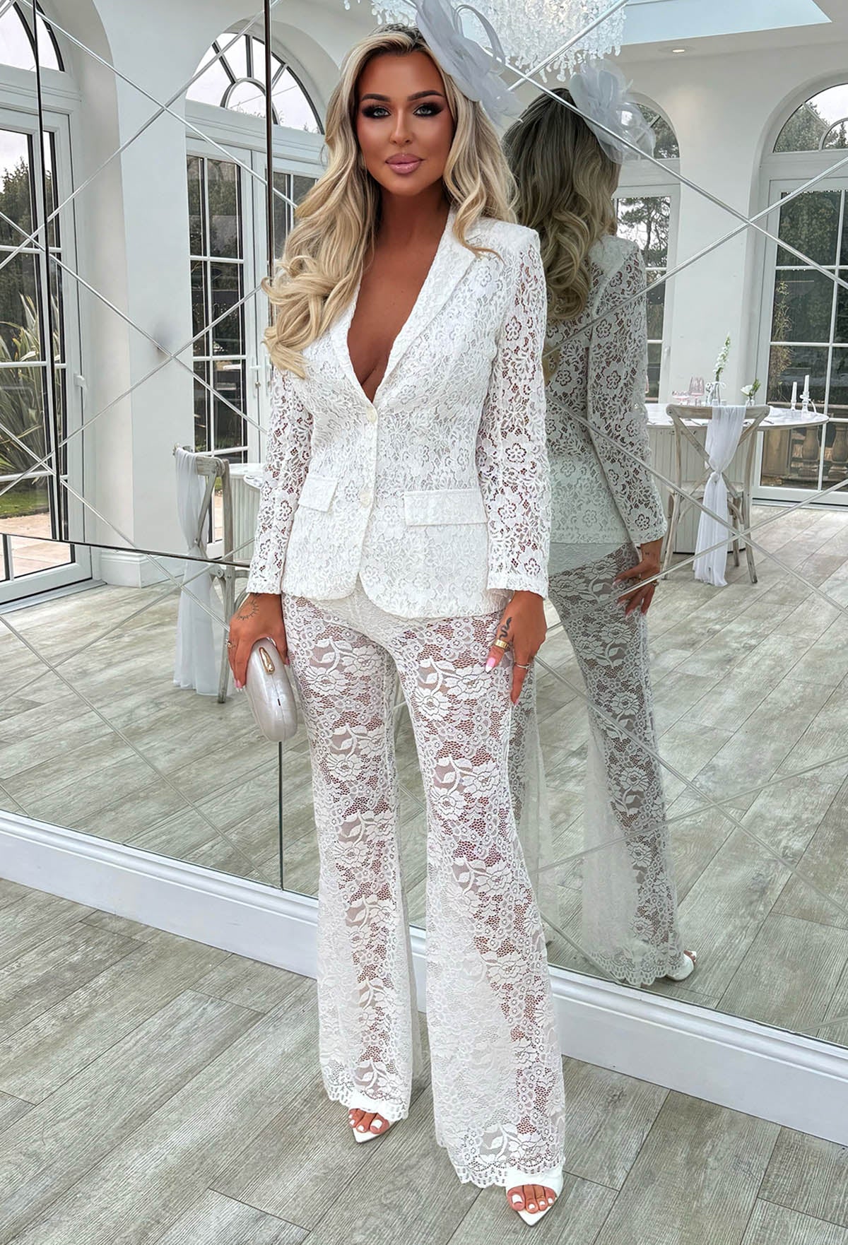 Lethal Lace White Fitted Blazer