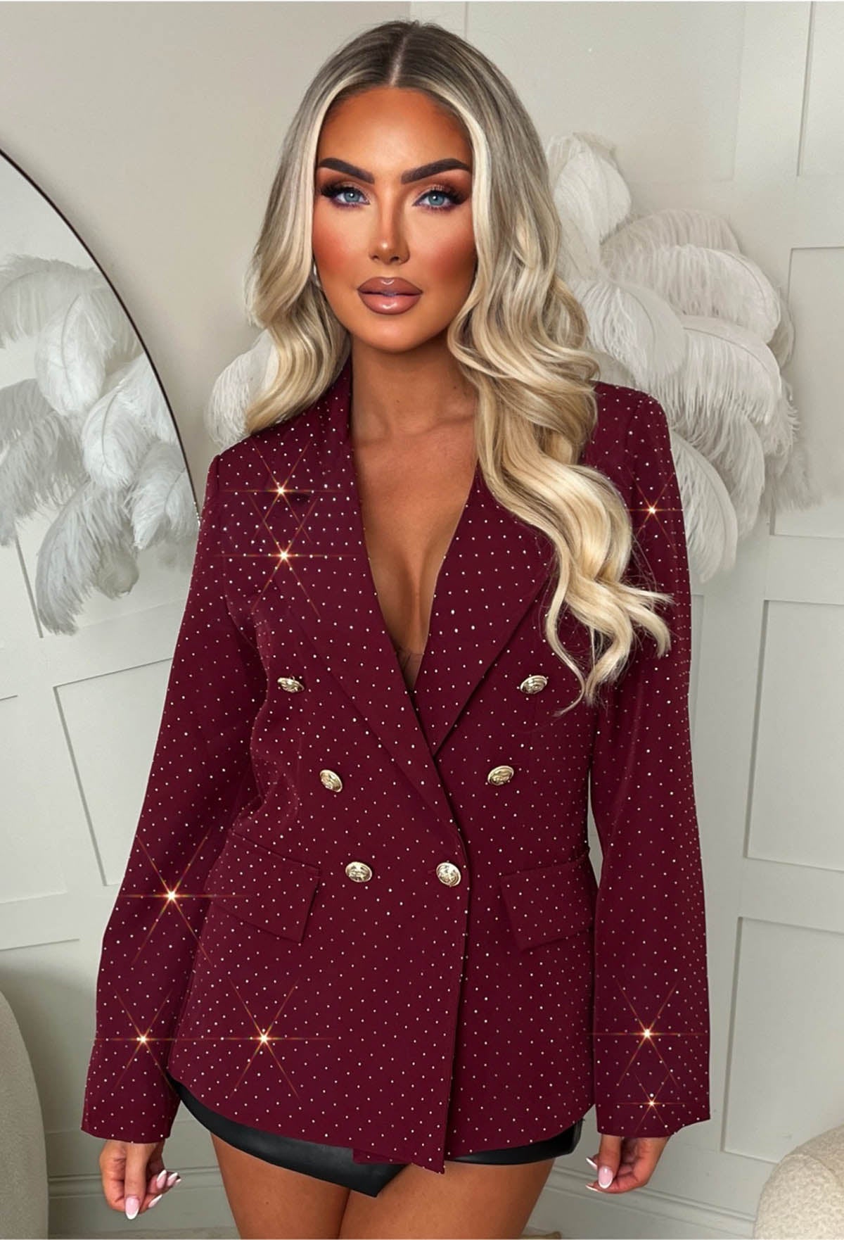 Level Up Burgundy Hot Fix Blazer | Pink Boutique
