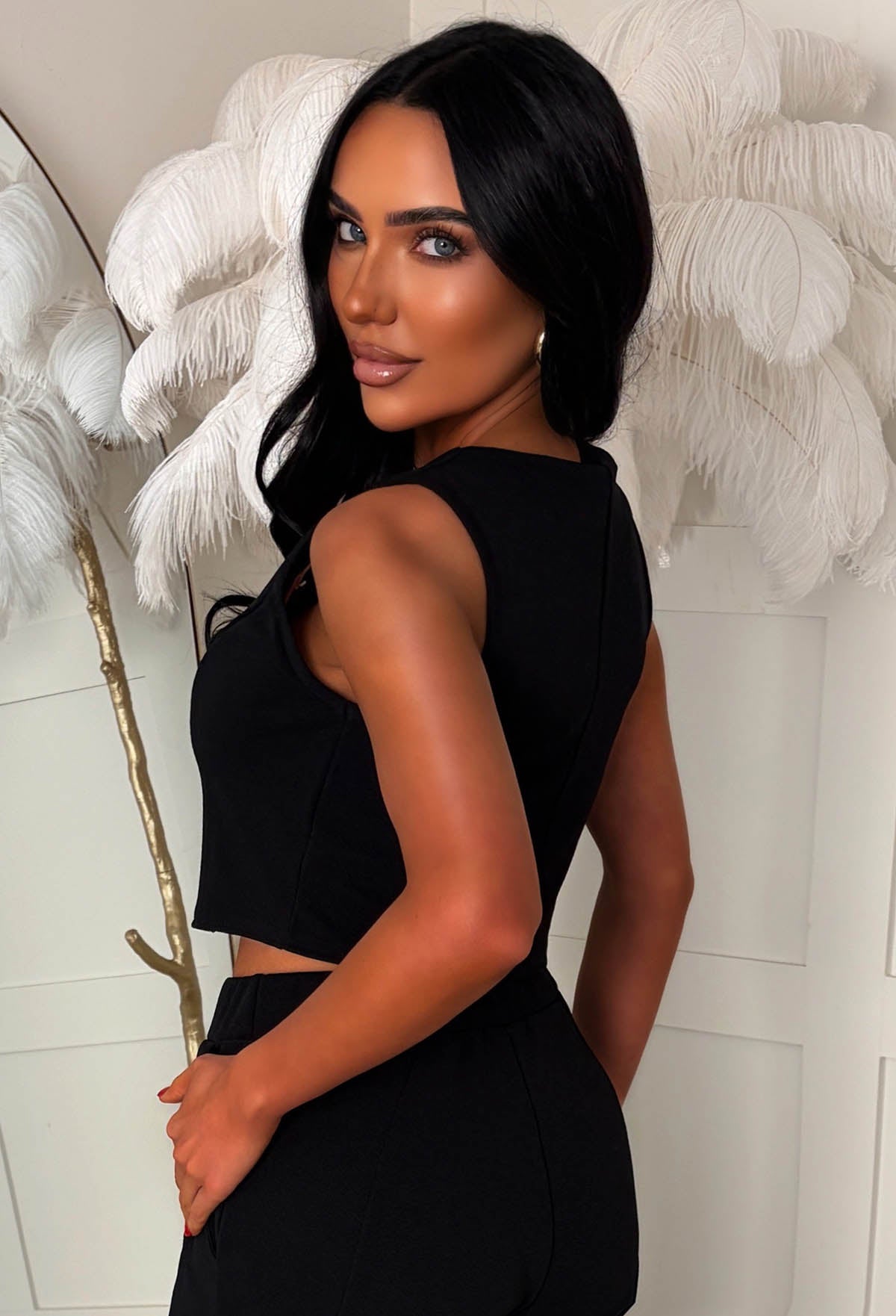 Lined Up For More Black Waistcoat & Cargo Trouser Co-ord Set