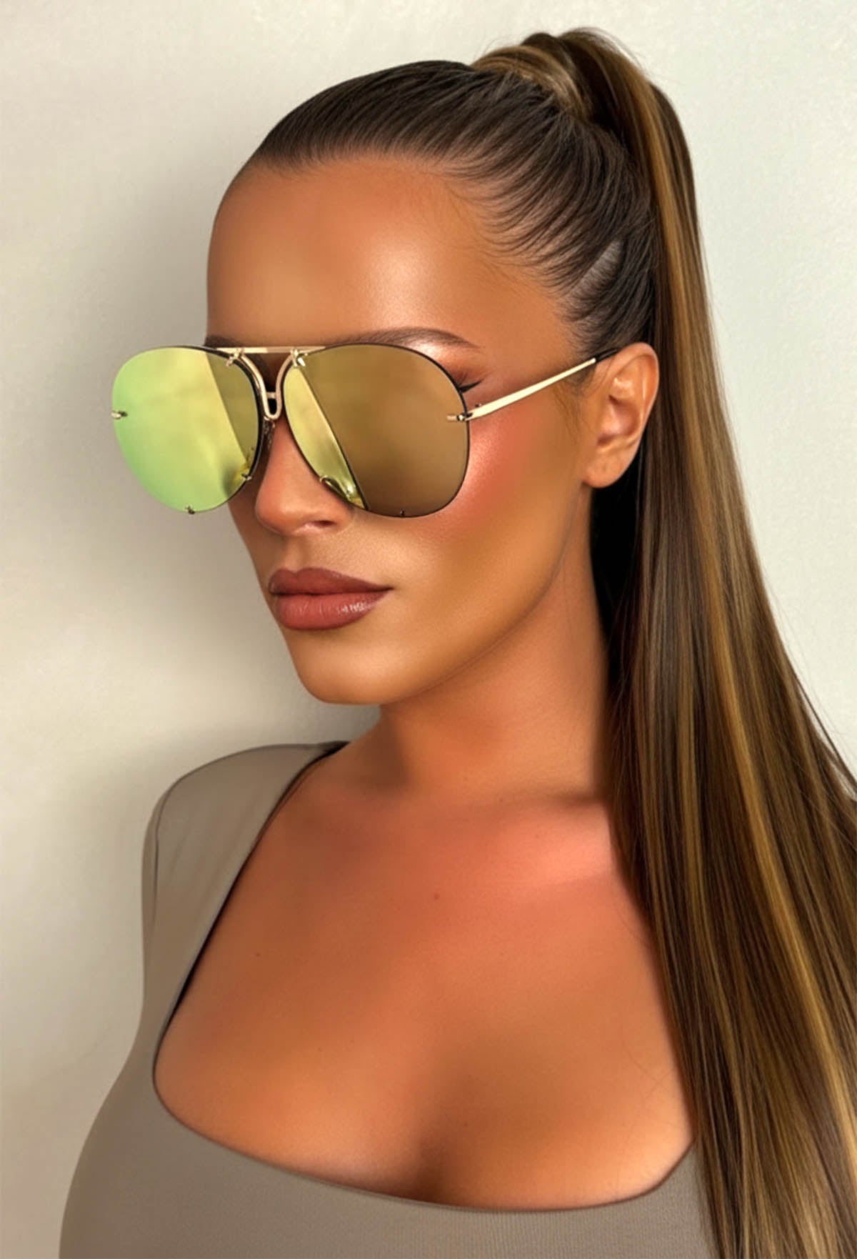 Looking For Love Light Pink Aviator Sunglasses