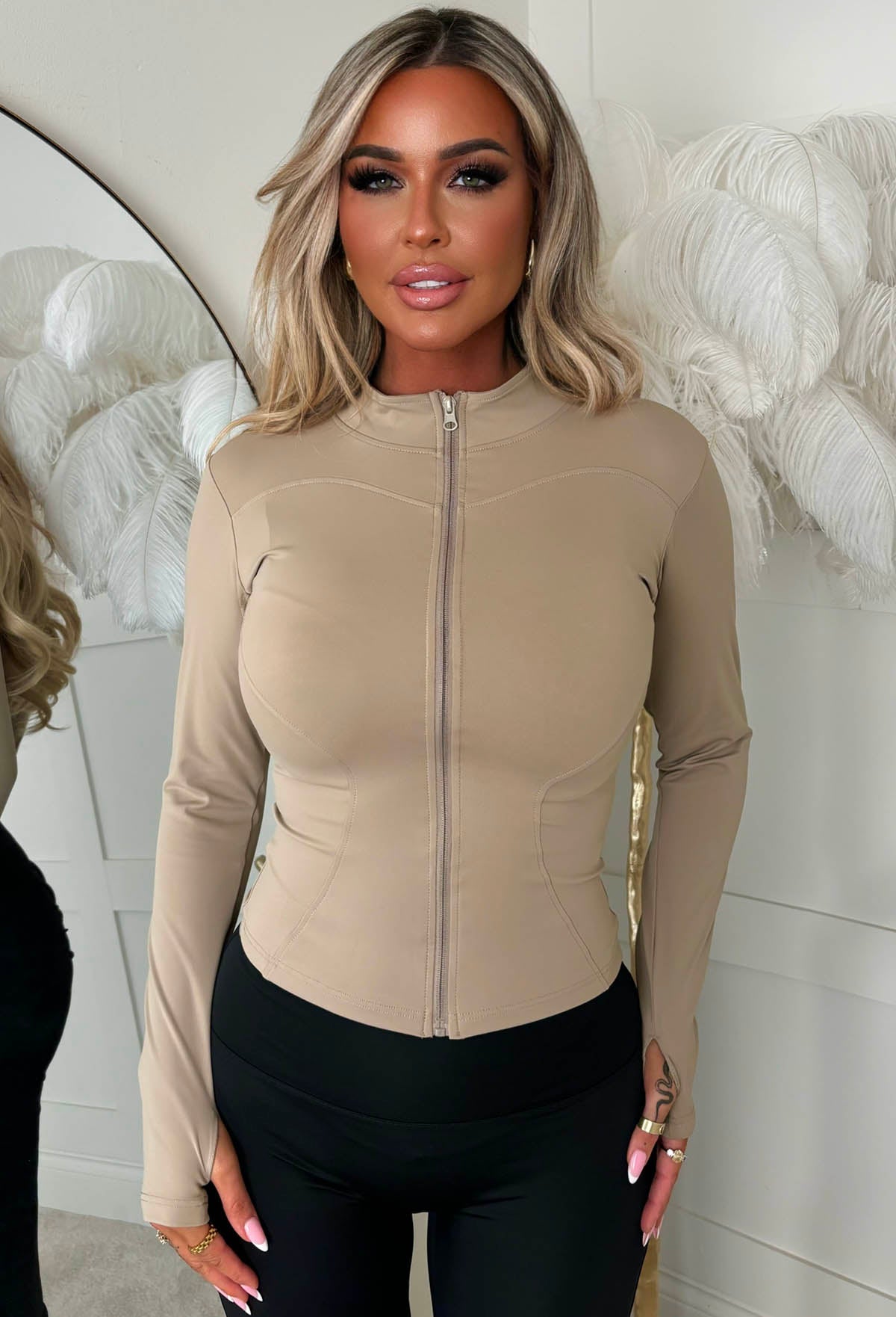 Lounge Line Mocha Zip Up Leisurewear Jacket