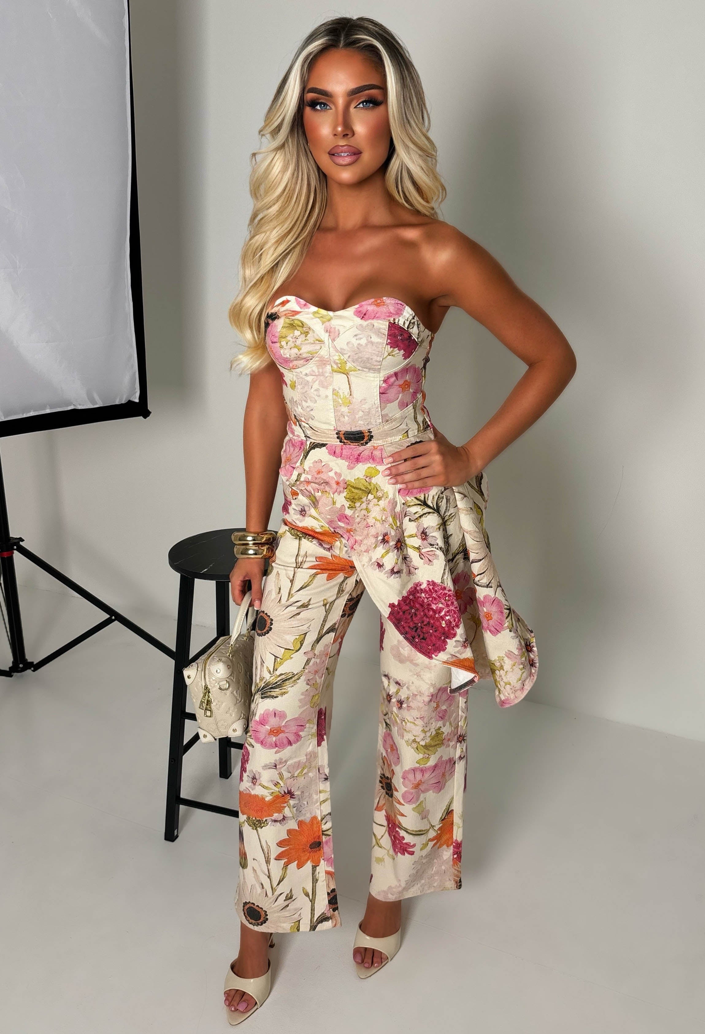 Multi Floral Stretch Denim Jeans
