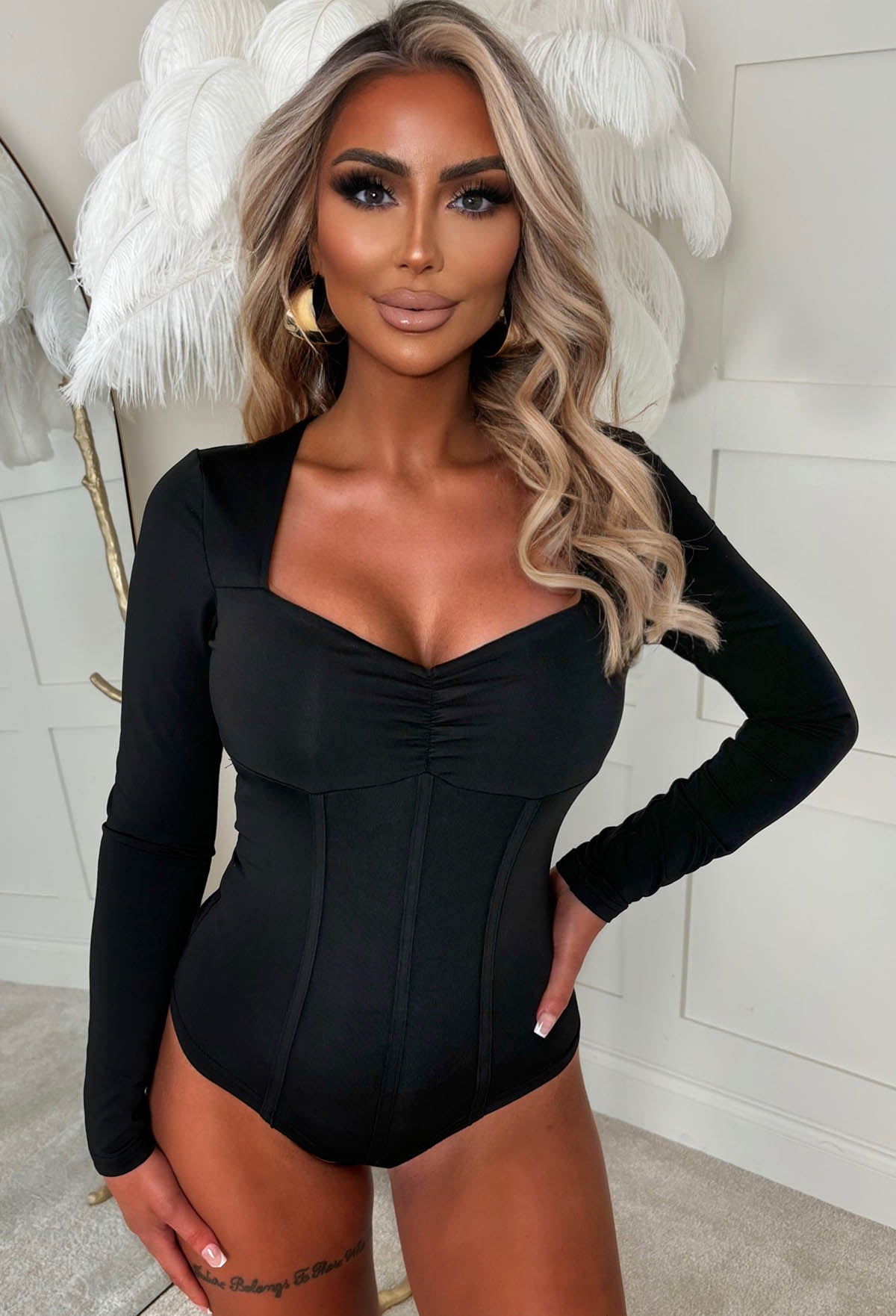 Luxe Armour Black Sweetheart Corset Style Bodysuit