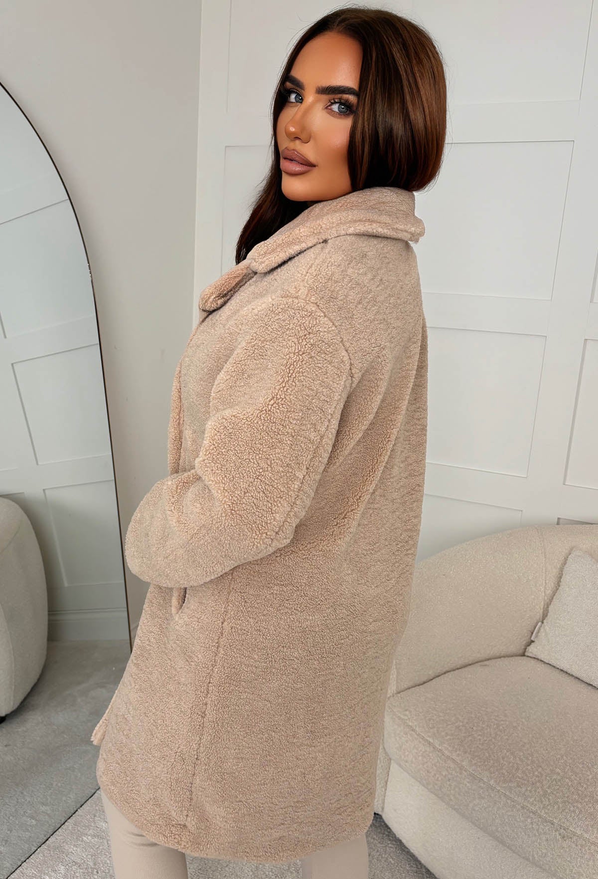 Luxe Layering Beige Teddy Coat