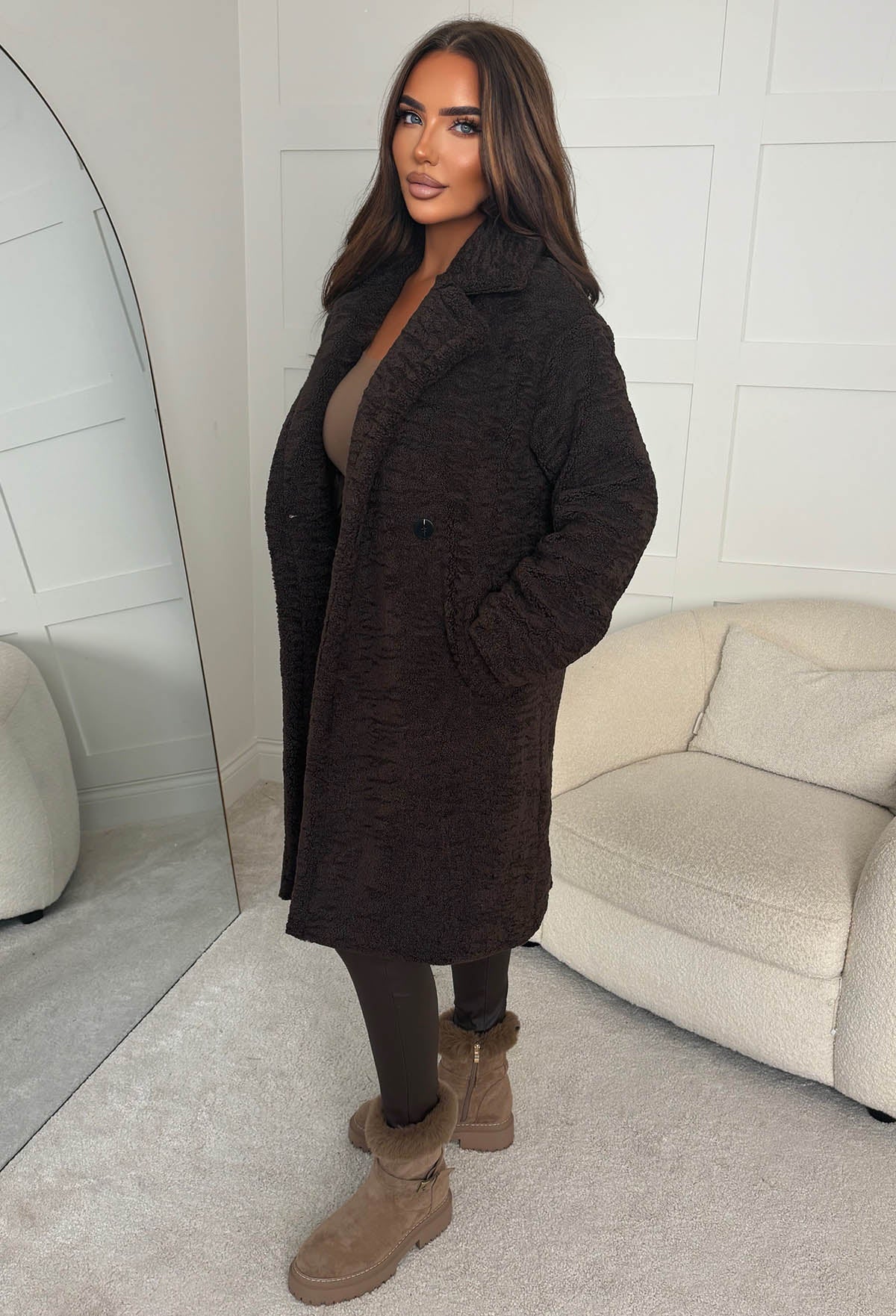 Luxe Layering Chocolate Brown Teddy Coat