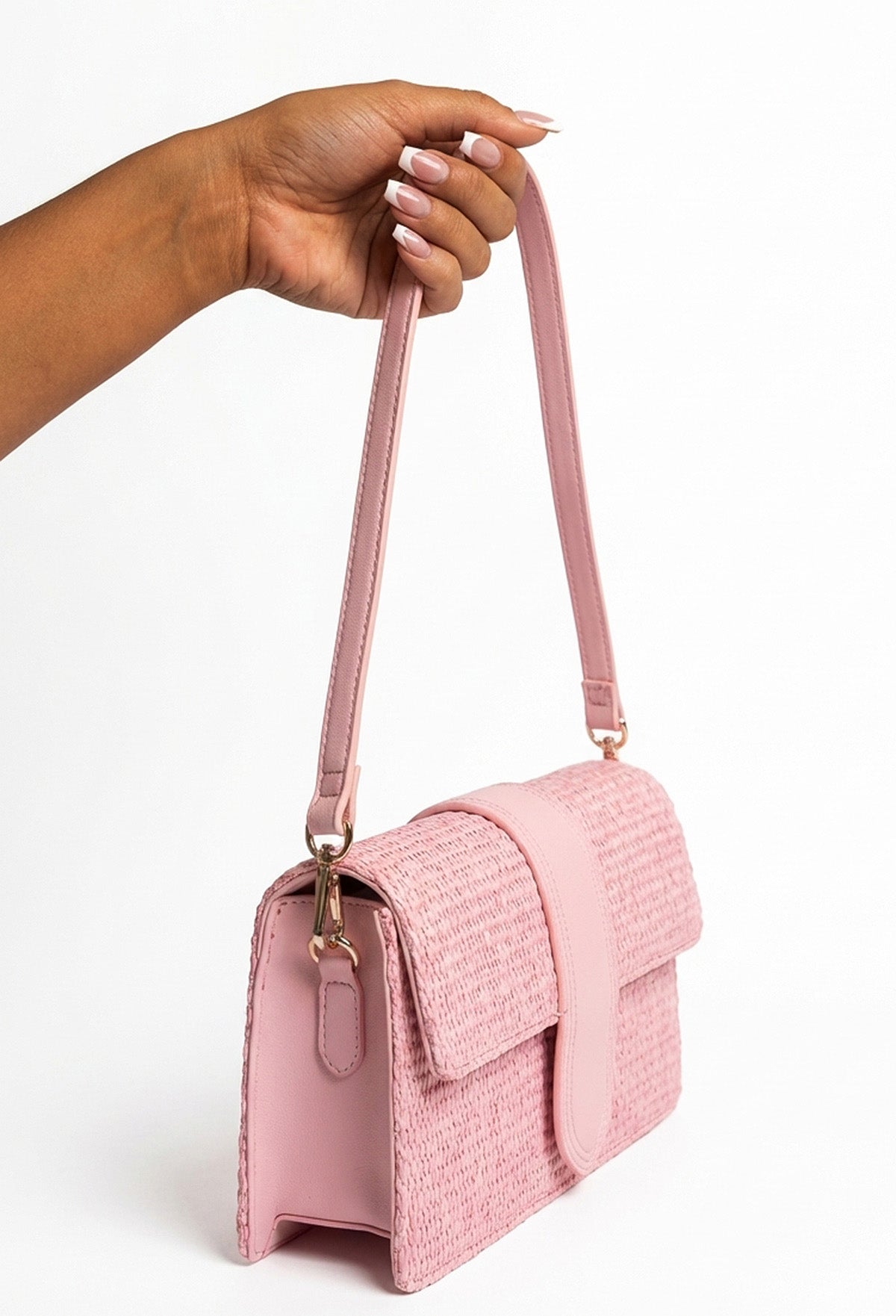 Mila Pink Raffia Bag