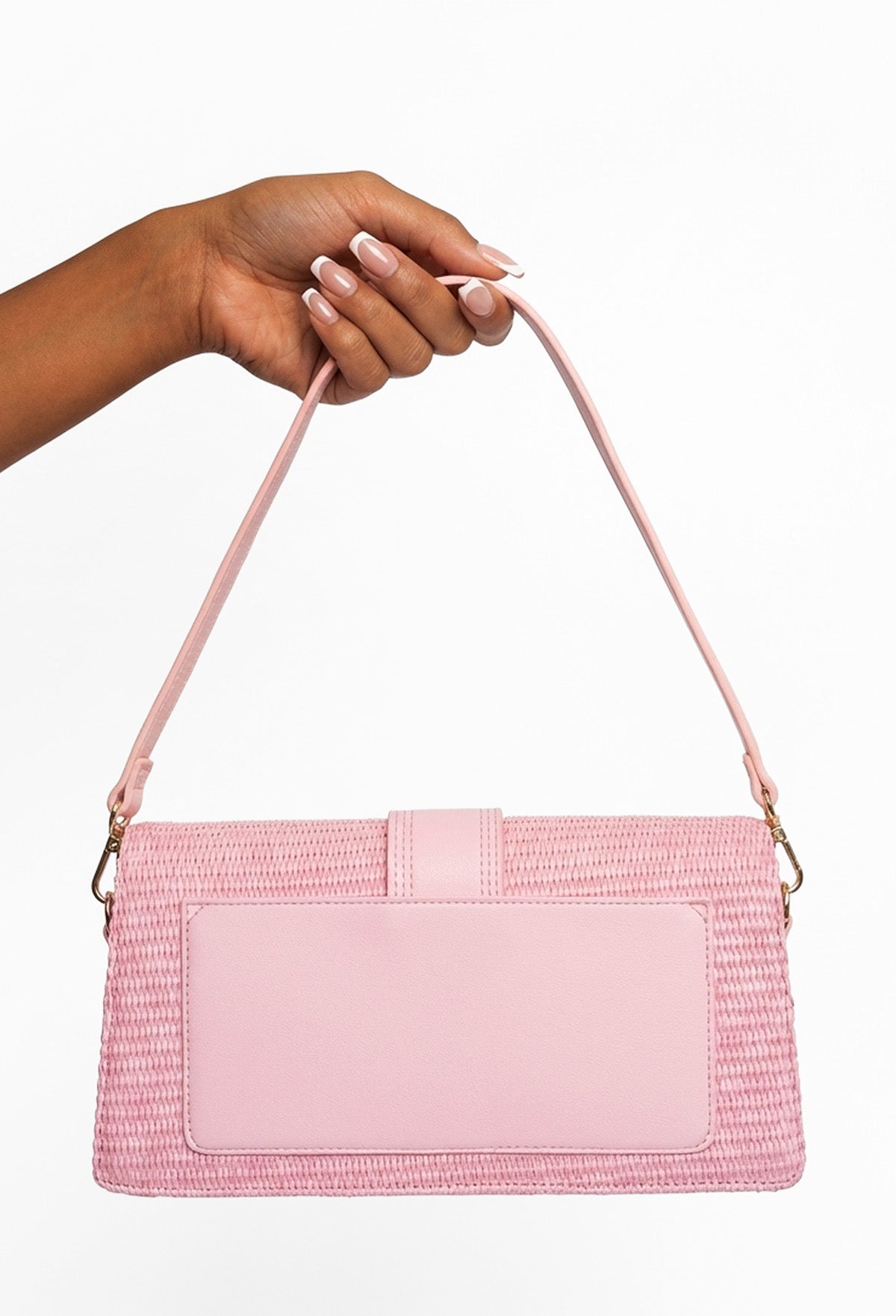 Mila Pink Raffia Bag