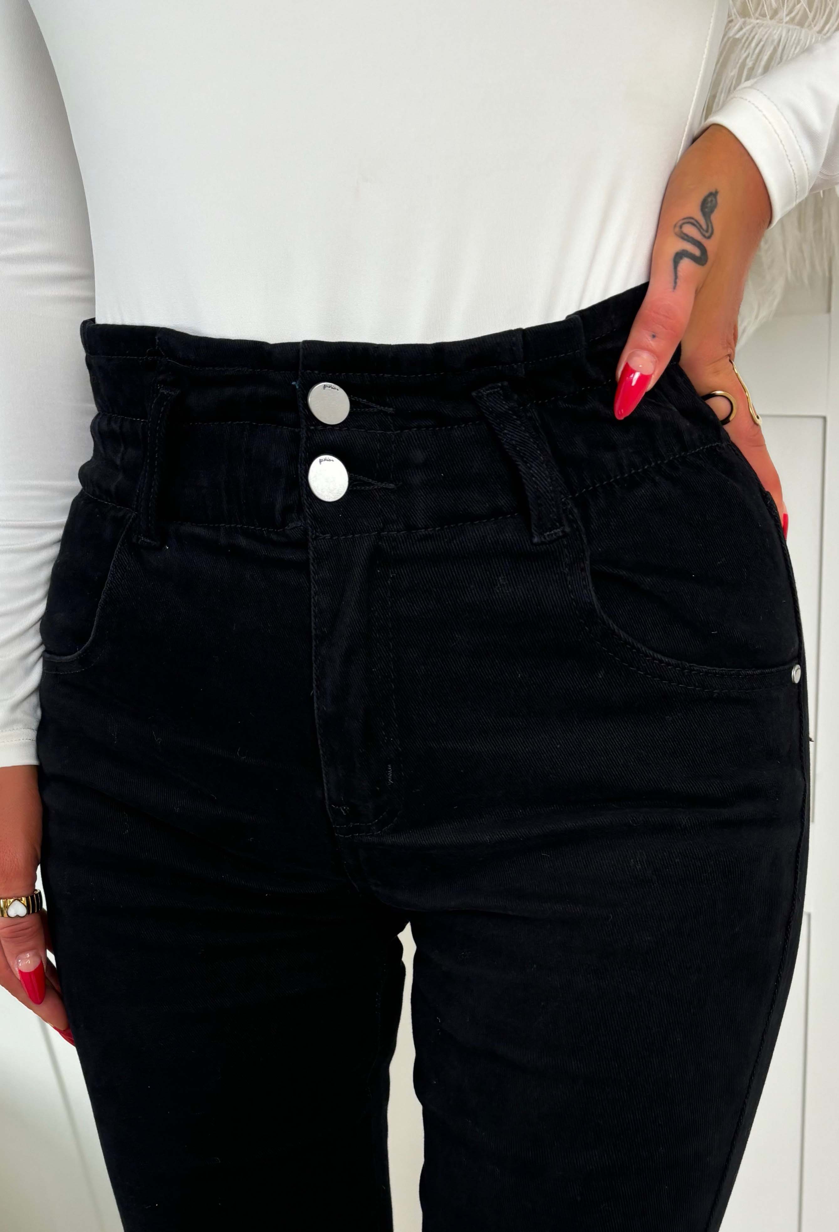 Moms The Word Black Stretch Denim Paperbag Mom Jeans