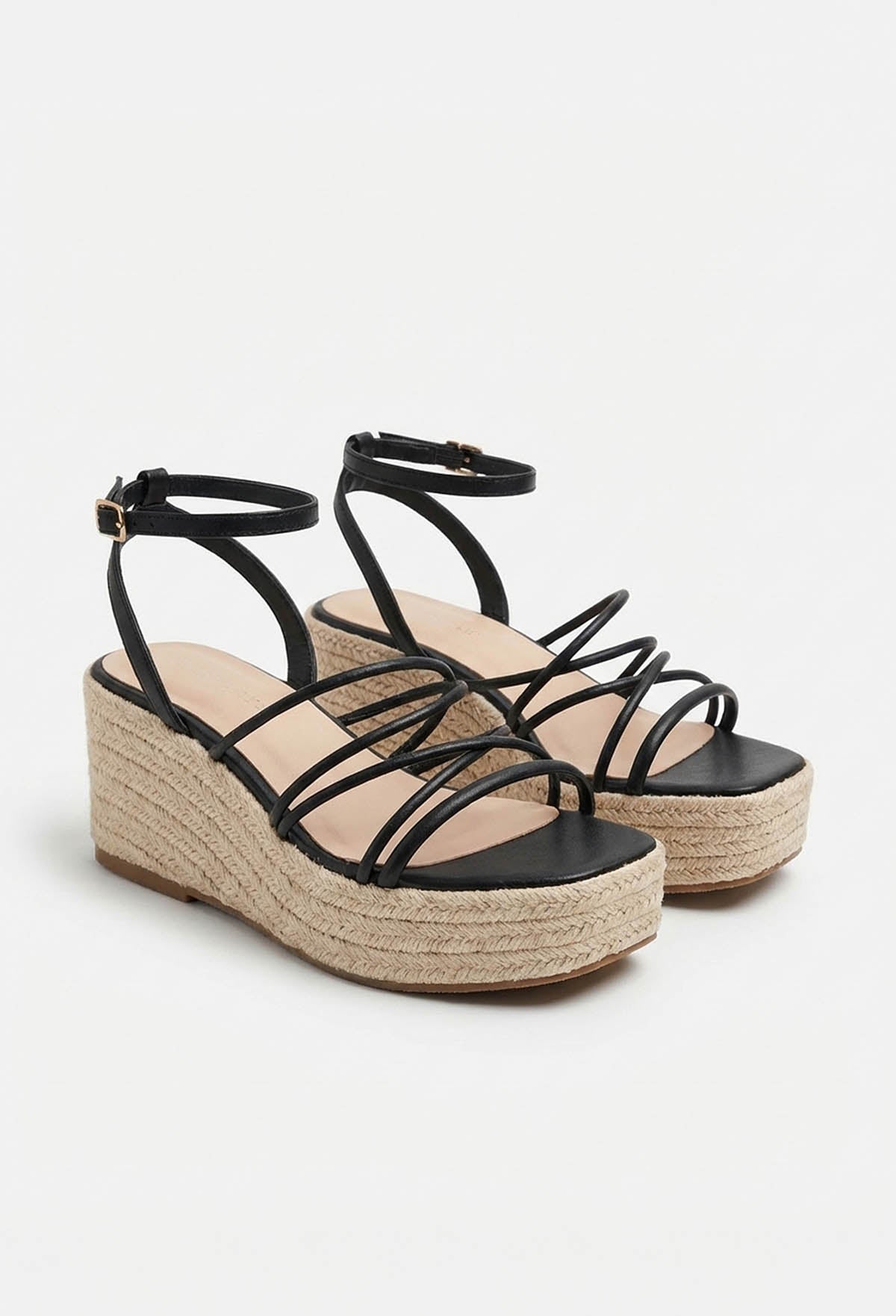 My Latest Obsession Black Raffia Strappy Wedges