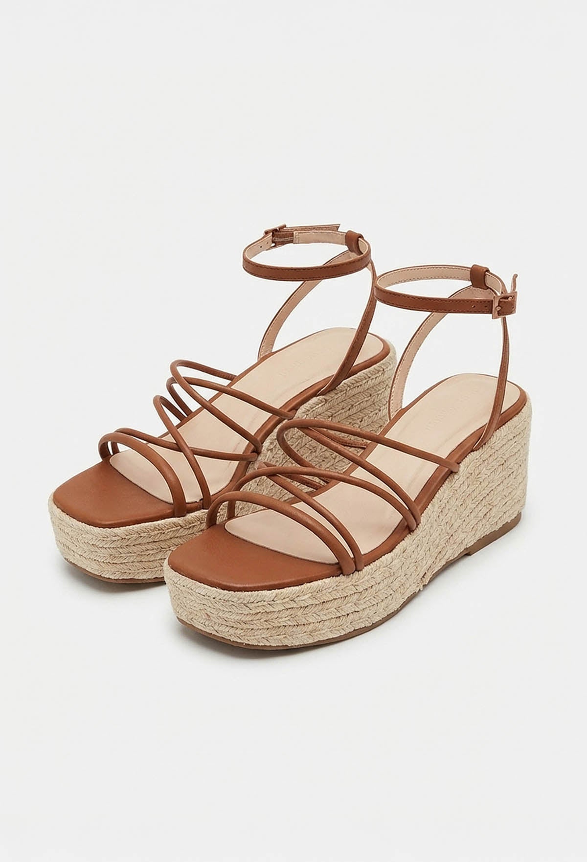 My Latest Obsession Tan Raffia Strappy Wedge