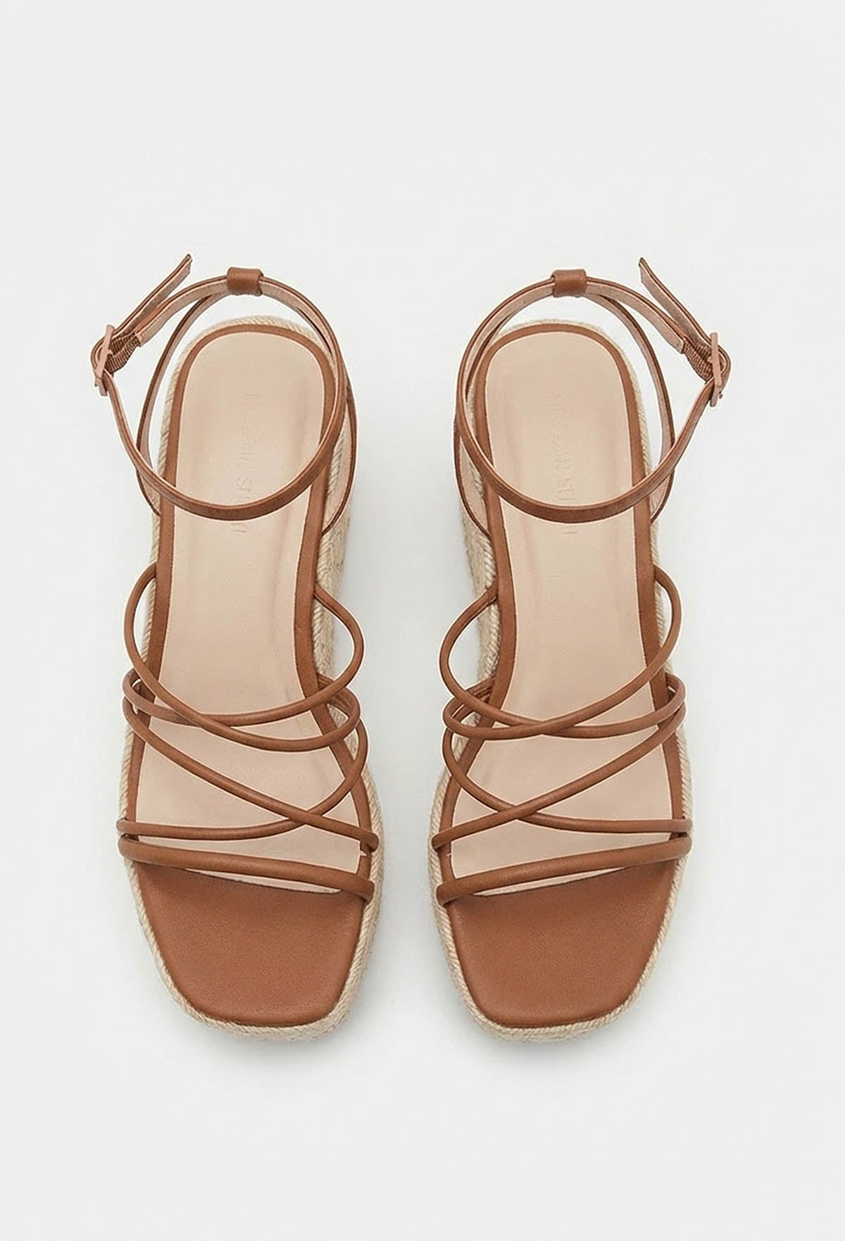 My Latest Obsession Tan Raffia Strappy Wedge