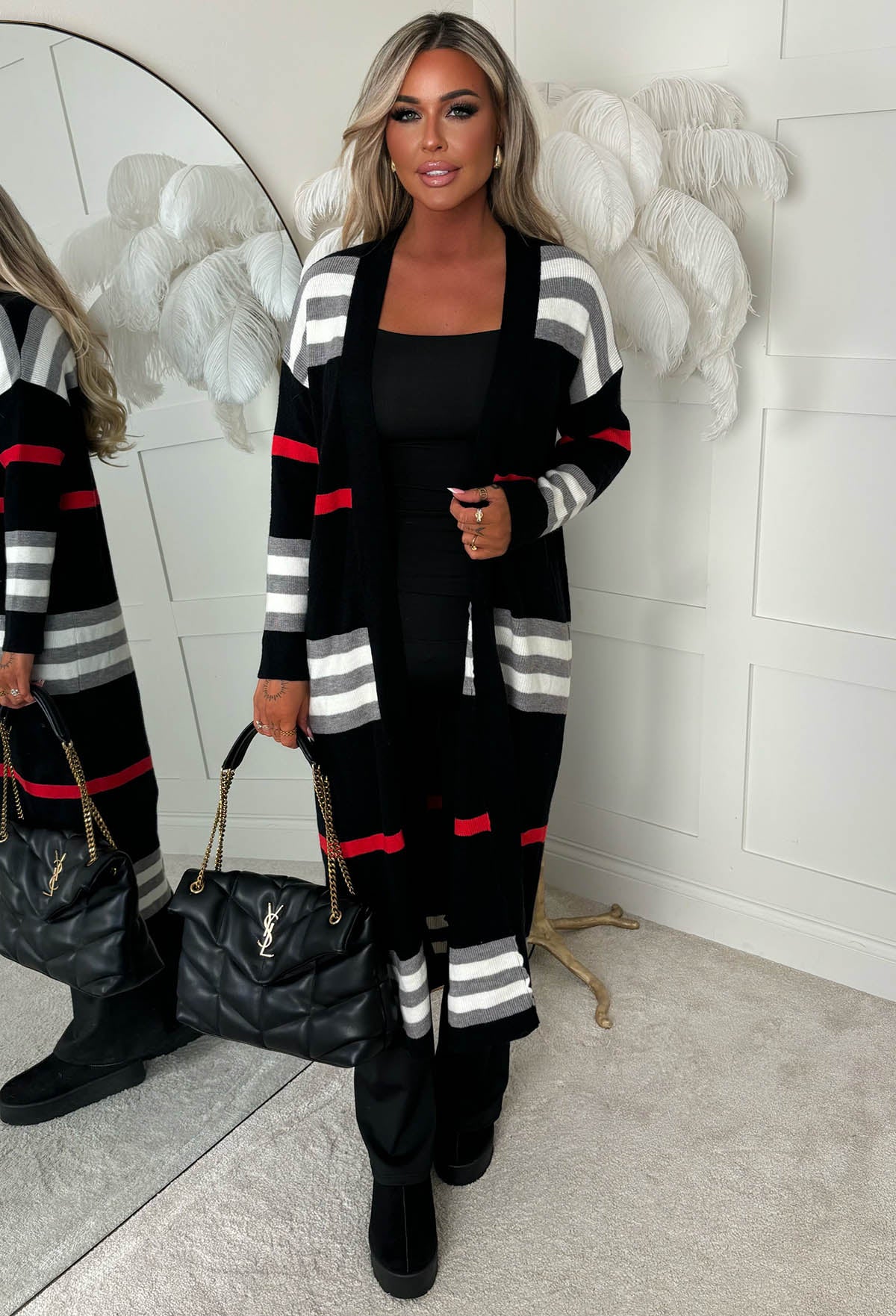 My Perfect Day Black Stripe Maxi Cardigan