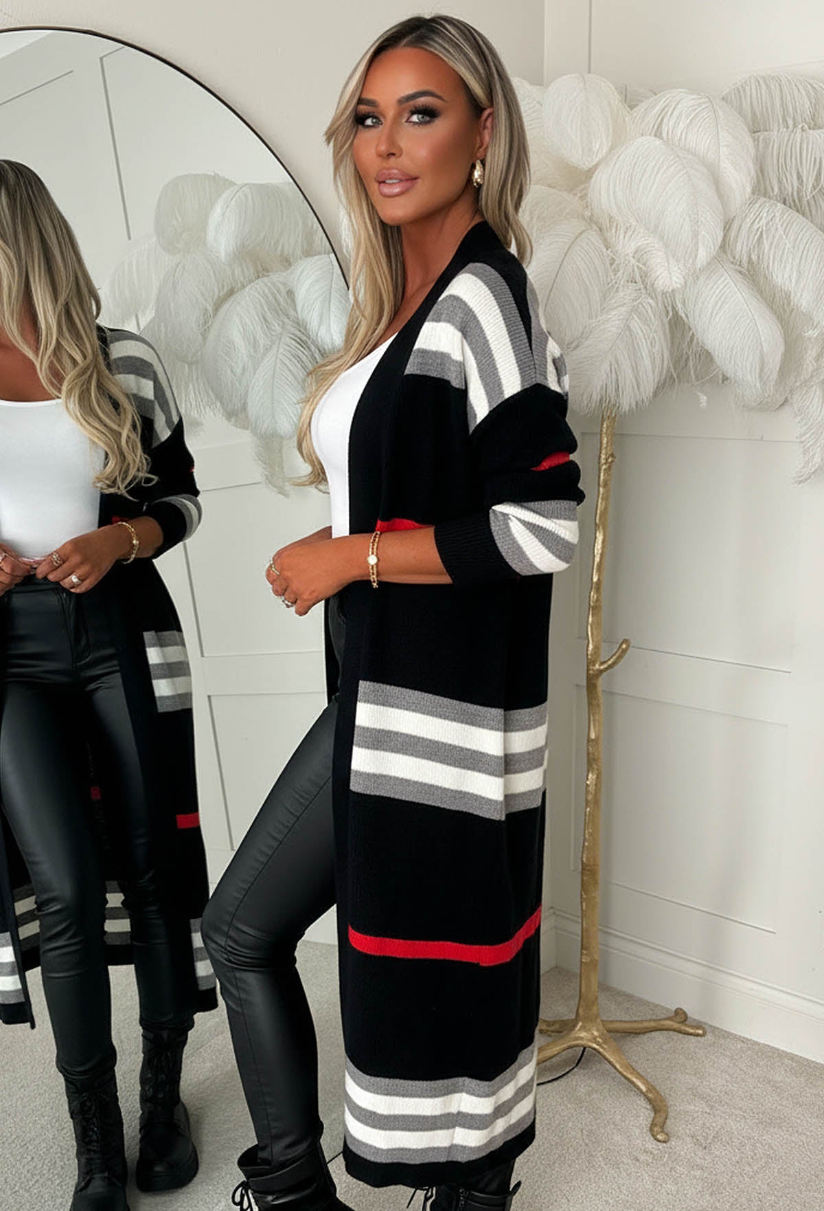 My Perfect Day Black Stripe Maxi Cardigan