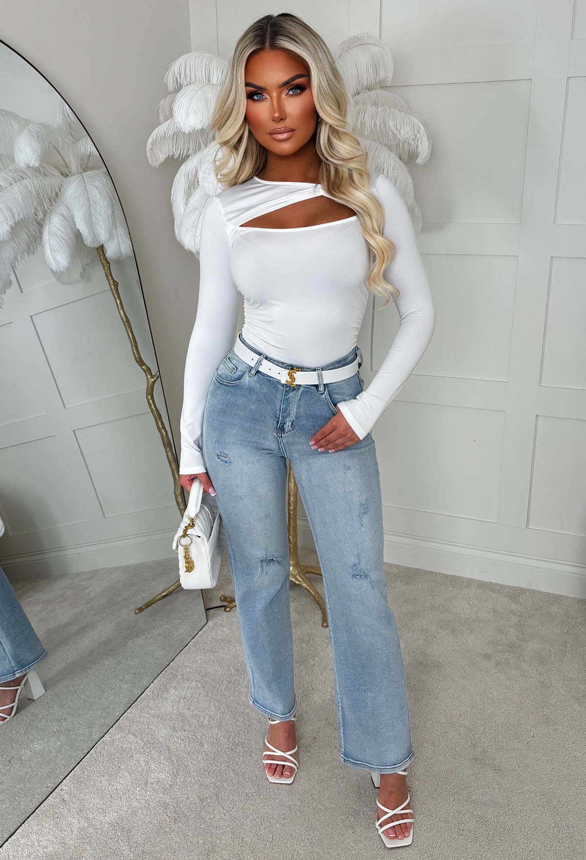 Never Let Go White Stretch Knot Top