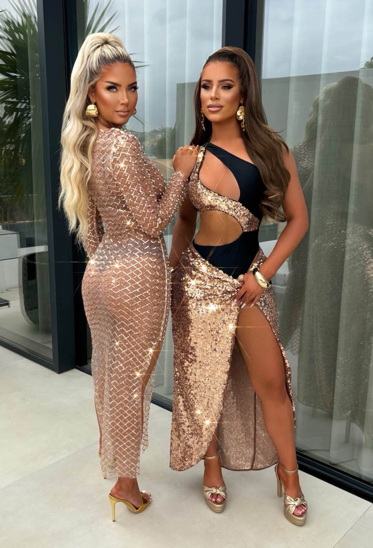 New It Girl Rose Gold Sequin Maxi Cover Up Dress