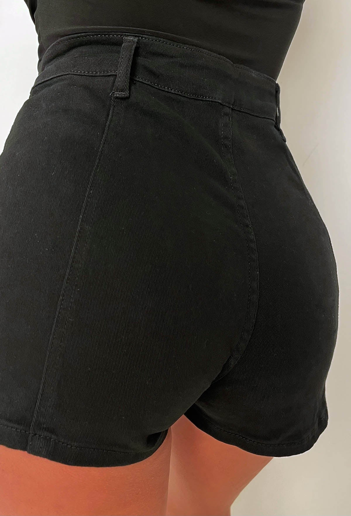 No Push Over Black Stretch Wrap Over Cargo Skort