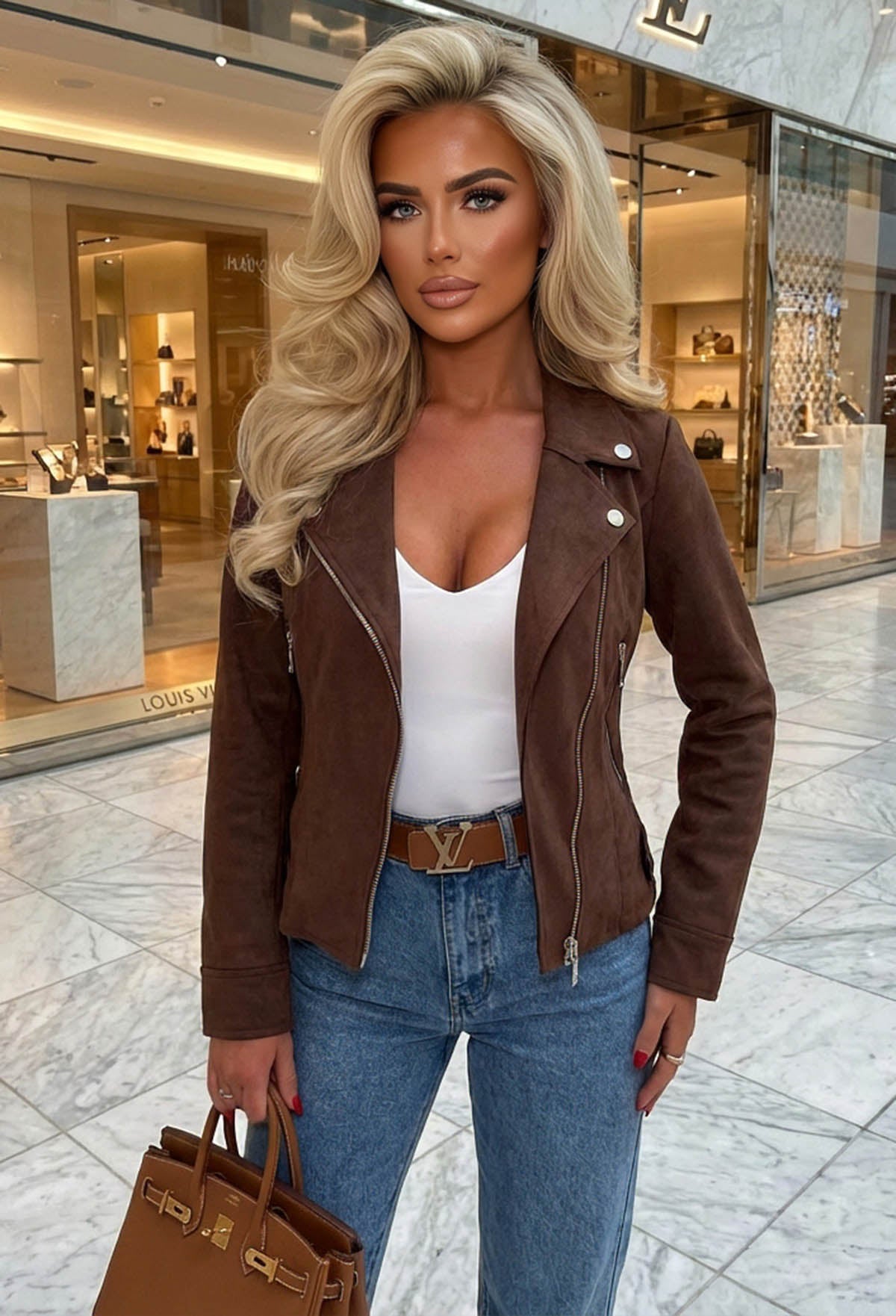 No Turning Back Brown Faux Suede Biker Jacket | Pink Boutique