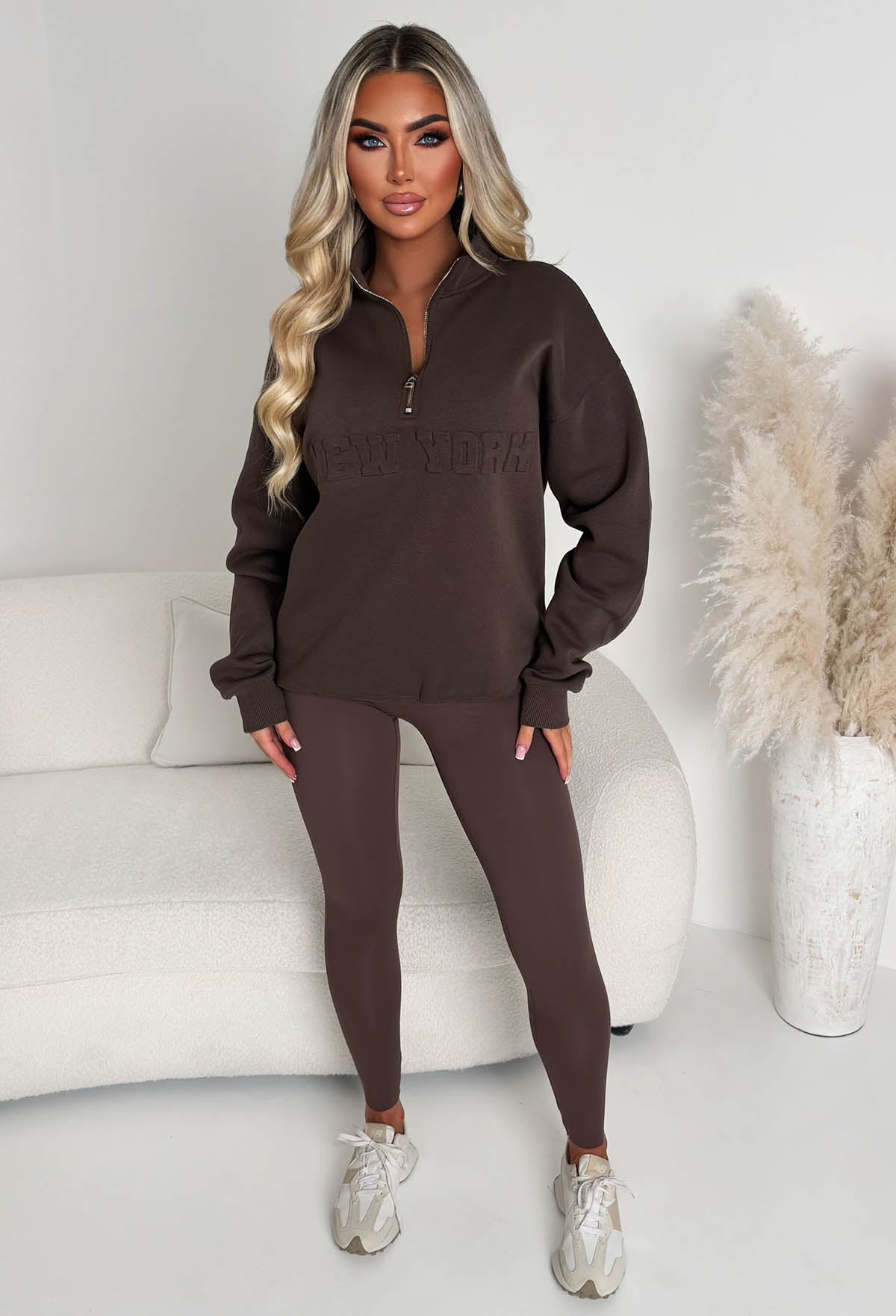 On The Move Chocolate Brown Half Zip Sweatshirt