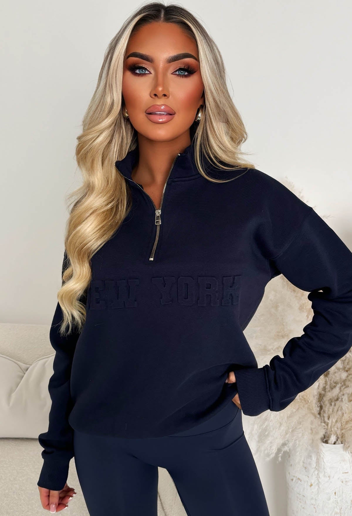 On The Move Navy Half Zip Sweatshirt