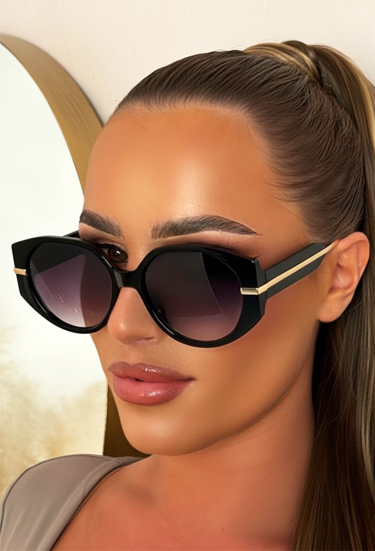Out Of Office Black Gold Detail Sunglasses