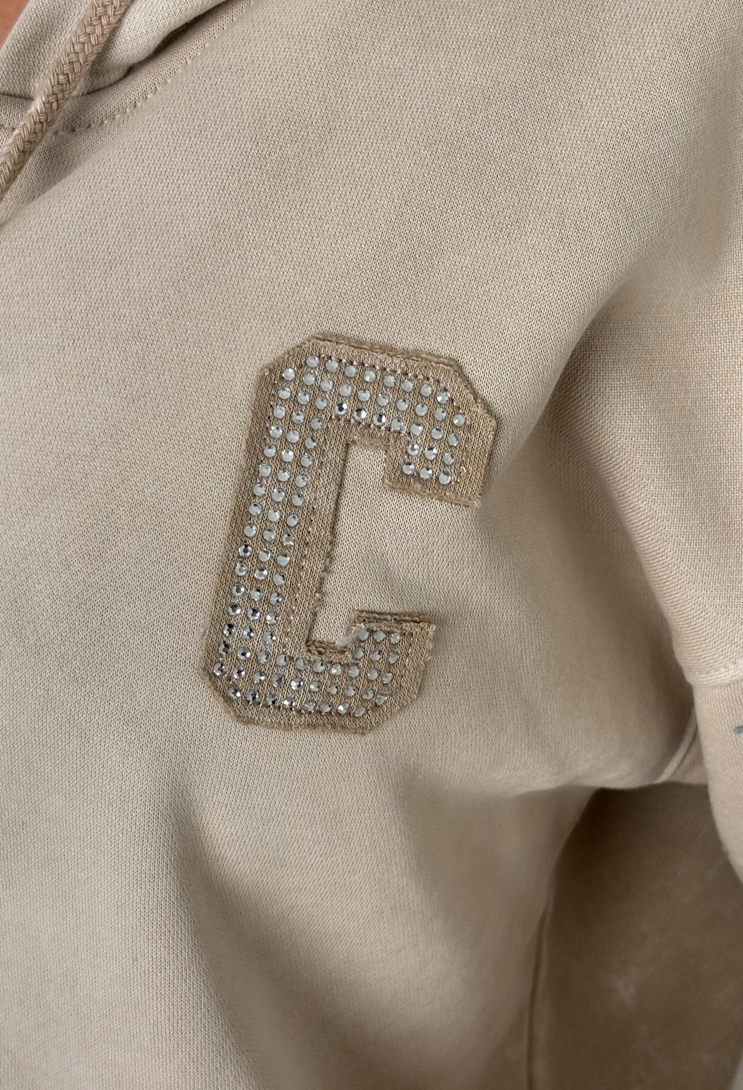 Beige Hot Fix Zip Up Lounge Co-Ord Set