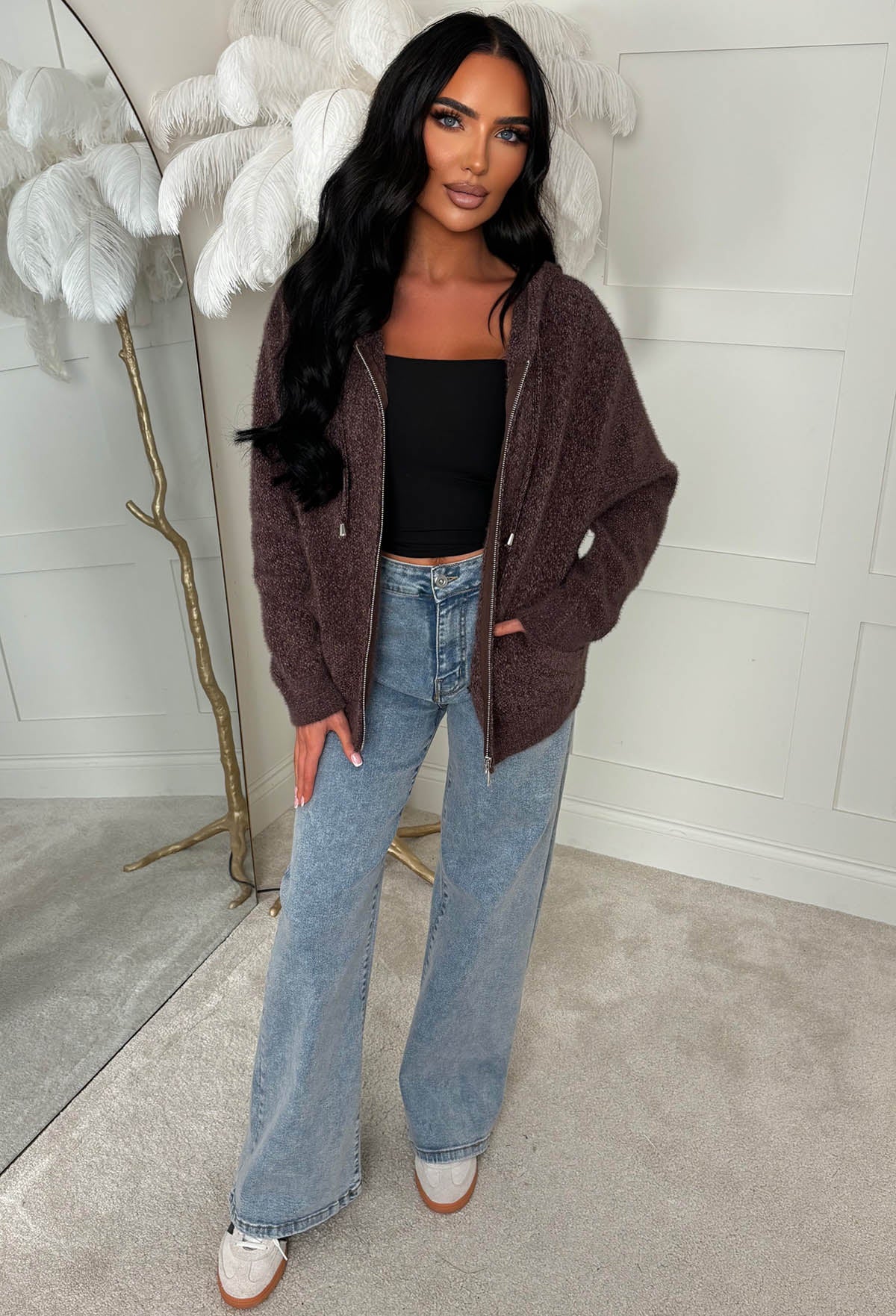 Perfect Everyday Brown Soft Touch Hooded Zip Up Jumper